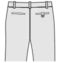Hose mit Leistentaschen (rechts zusätzlich Knopf und Lasche)