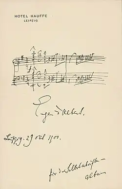 Autograph von Eugen d’Albert auf Briefpapier des Hotels