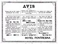 Dreisprachige Bekanntmachung (Avis) zu den Mahlzeiten an die Gäste