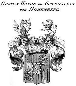 Gemehrtes Wappen der Grafen Hoyos zu Gutenstein von Hohenberg, nach Tyroff