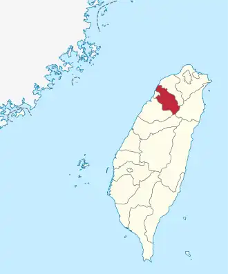 Karte von Taiwan, Position von Landkreis Hsinchu hervorgehoben