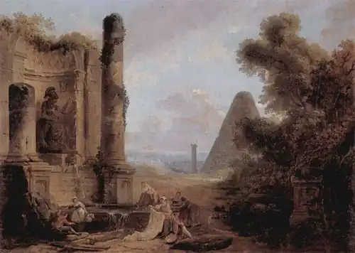Hubert Robert, Fantastische Landschaft mit Ruinen, 1760–1770