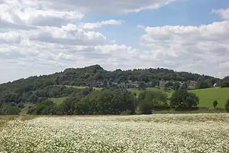 Hummelsberg, Gipfel durch Basaltabbau weitgehend abgetragen