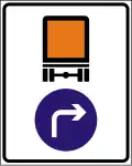 D-18 Vorgeschriebene Fahrtrichtung für kennzeichnungspflichtige Kraftfahrzeuge mit gefährlichen Gütern - rechts