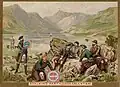 Jagdgesellschaft am Loch Callater; Zeichnung um 1900