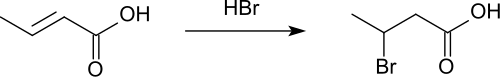 Reaktion von Crotonsäure mit Bromwasserstoff