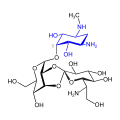 Hygromycin B (blau: Desoxystreptamin-Struktur)