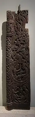 Sigurd, Reginn und Fafnir. Portal der Stabkirche von Hylestad (zerstört) aus der zweiten Hälfte des 12. Jahrhunderts (?), Setesdal, Norwegen