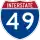 Straßenschild der I-49