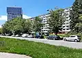 Wohnwasserturm Ivana Petroviče Pavlova 1017/62 in Olomouc (hohes Gebäude im Hintergrund)