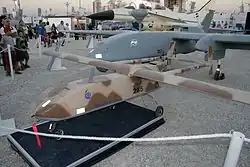 Eine IAI Scout Oriole Drohne, Konkur­rent und Weiterentwicklung der Mastiff, Ausstellung im Jahr 2008