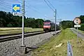 ETCS-Halttafel auf einer Bahn­stre­cke in der Schweiz