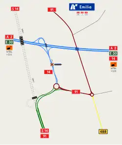 Übersichtskarte Autobahnknoten Emilia