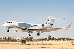 Eine neue G550 ELINT/COMINT Oron für die 122. Staffel trifft im April 2021 auf der Nevatim Airbase ein