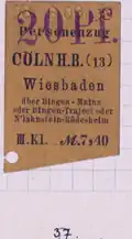Fahrschein mit Trajekt ingebriffen