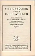 Billige Bücher aus dem Insel-Verlag mit einer Auflistung aller lieferbaren IB-Titel (1914)