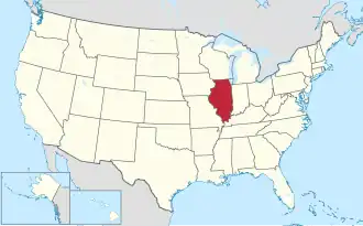 Karte der USA, Illinois hervorgehoben