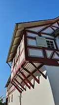 Auskragung des Fachwerkobergeschosses