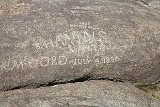 In den Independence Rock gemeißelte Namen, insbesondere von R. McCord 1850