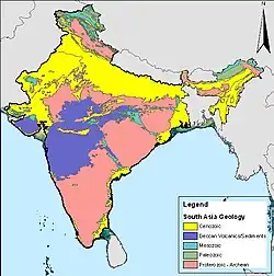 Vereinfachte Geologische Karte des Indischen Subkontinents