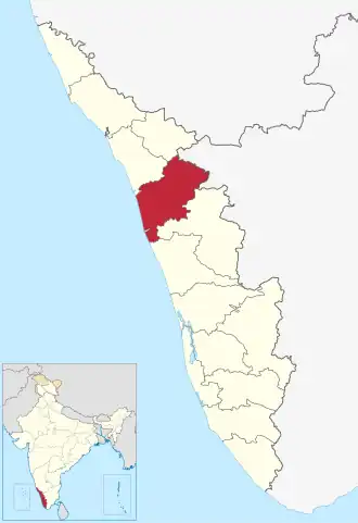 Positionskarte des Distrikts Malappuram