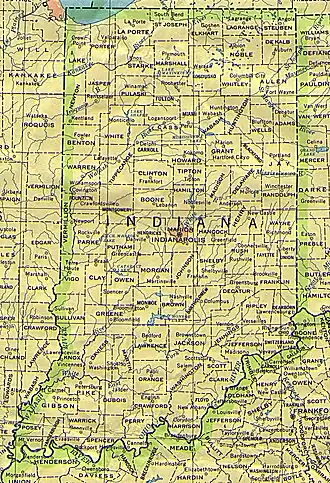 Topographische Karte Indianas