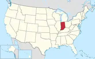 Karte der USA, Indiana hervorgehoben
