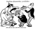 Englisch-amerikanische Politik, 1943; Text: Schluck sie nur runter, dann kommen wir vielleicht mit heiler Haut davon.