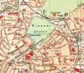 Plan der Innenstadt um 1890 mit Spitalerstraße (rechts unten) vor dem Bau des Hauptbahnhofs