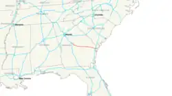 Streckenverlauf der Interstate 16 (GA)