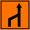 913 Einengungstafel – Einzug links, noch 1 Fahrstreifen