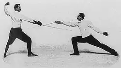Jean-Baptiste Mimiague (rechts) im Gefecht mit Italo Santelli (1900)