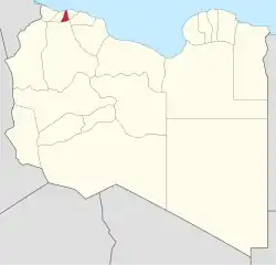 Die Lage von Munizip al-Dschifara in Libyen