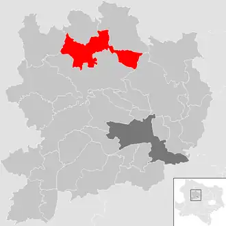 Lage der Gemeinde Jaidhof im Bezirk Krems (anklickbare Karte)