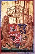 Illustration mit Wappen von Johann I. Albrecht (nach 1492)