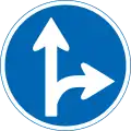 311-A: Vorgeschriebene Fahrtrichtung – geradeaus und rechts