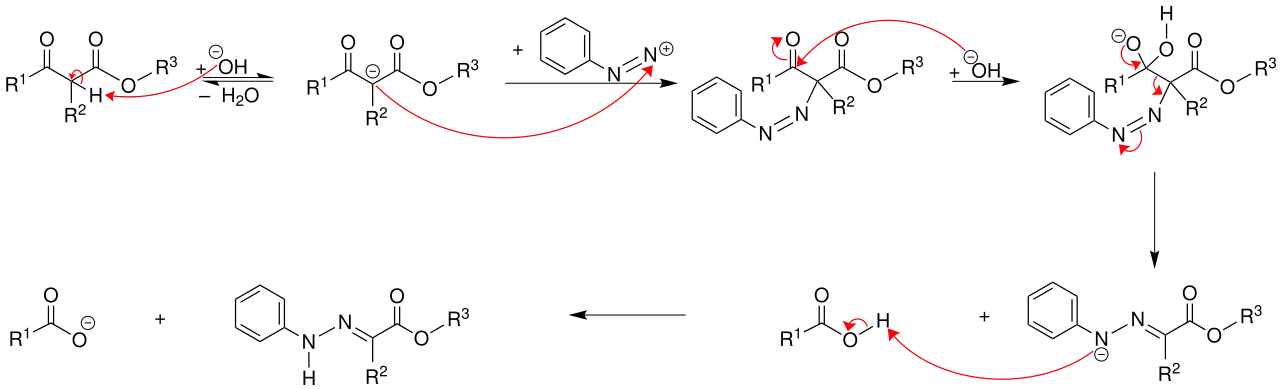 Mechanismus der Japp-Klingemann-Reaktion (Ester)