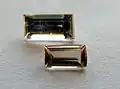 schwach gelblichbräunliche Jeremejewite, 1,97&nbsp;ct und 0,84&nbsp;ct, aus Mogok, Myanmar