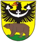 Im Wappen von Jeseník ein hochgezogenes Kreuz aus den Kleestängeln