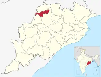 Positionskarte des Distrikts Jharsuguda
