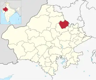 Positionskarte des Distrikts Jhunjhunu