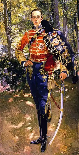 König Alfons XIII. in Husarenuniform