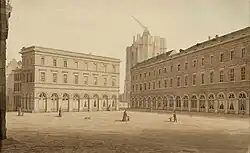 Die Platz 1838 mit dem im Bau befindlichen Dom im Hintergrund.