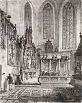 Chorraum der Stiftskirche um 1852, Aquarell von Johann Wilhelm Völker