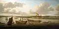 John Cleveley the Elder: Launch of a Fourth-Rate on the River Orwell (um 1748). National Maritime Museum, Greenwich