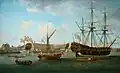 John Cleveley the Elder: Deptford Dockyard, 'Les Trois Amis’ (1763). Government Art Collection