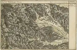 „Gegend Garanas“ westlich von Schwanberg in der Josephinischen Landesaufnahme, um 1790