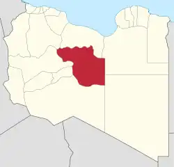 Die Lage von Munizip al-Dschufra in Libyen