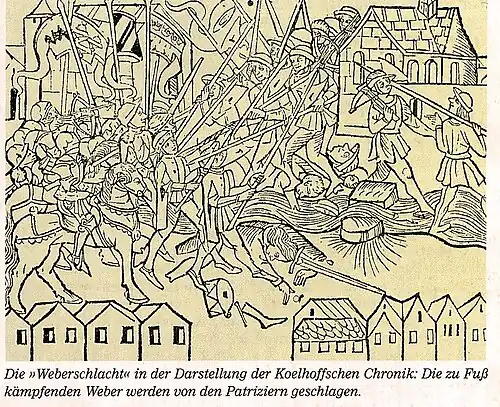 Weberschlacht, 1371 (Holzschnitt aus der Koehlhoffschen Chronik, August 1499)