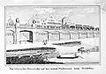 Trankgassentor – Peter Schieffer: Die kölnische Eisenbahn auf der neuen Stadtmauer beim Trankgassentor, Lithographie (vor 1869)